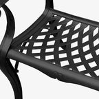 Modern Ornate Outdoor Mesh Aluminum 68-in Rectangular Patio Dining Set with Six Chairs - N/A