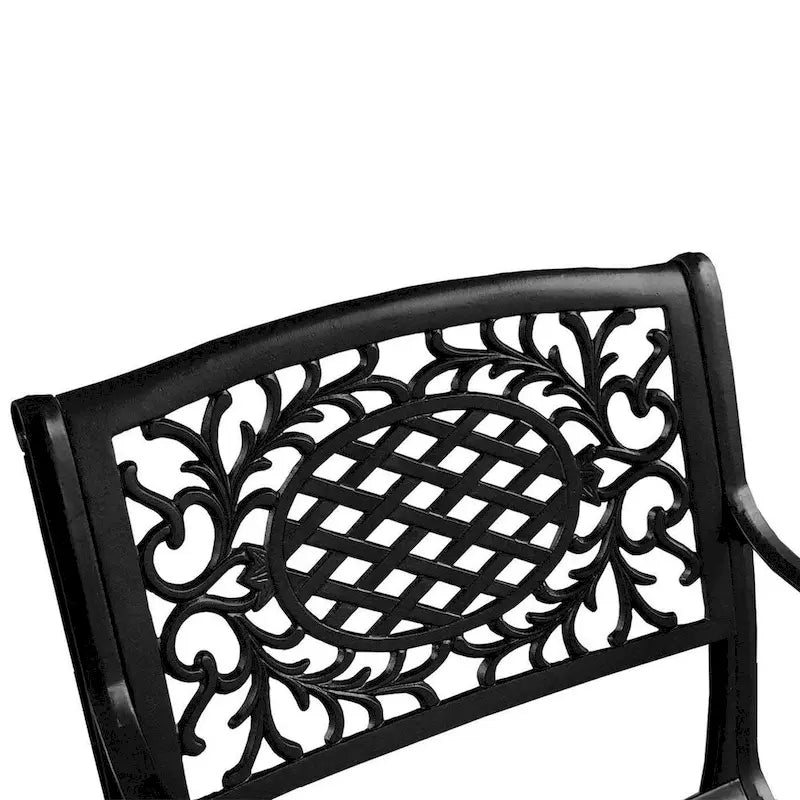 Modern Ornate Outdoor Mesh Aluminum 68-in Rectangular Patio Dining Set with Six Chairs - N/A