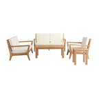 Clermont Outdoor Solid Teak Wood 5 Piece Patio Conversation Set