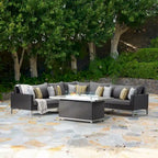 Milo Espresso 6 Piece Sunbrella Outdoor Patio Fire Sectional