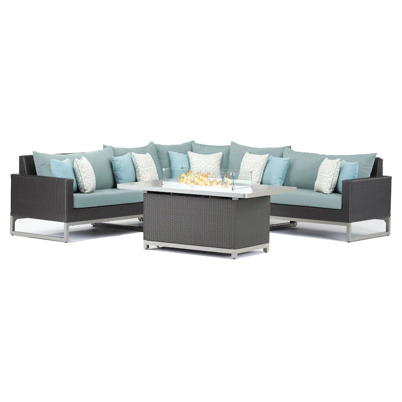 Milo Espresso 6 Piece Sunbrella Outdoor Patio Fire Sectional