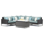Milo Espresso 6 Piece Sunbrella Outdoor Patio Fire Sectional