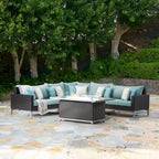 Milo Espresso 6 Piece Sunbrella Outdoor Patio Fire Sectional