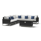 Milo Espresso 6 Piece Sunbrella Outdoor Patio Fire Sectional