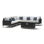 Milo Espresso 6 Piece Sunbrella Outdoor Patio Fire Sectional