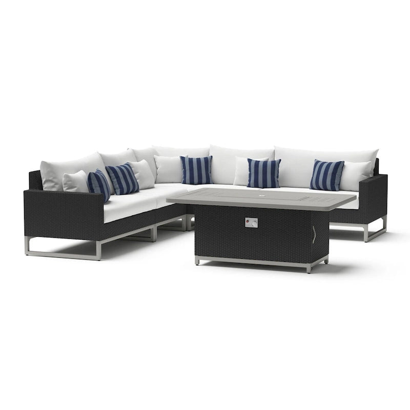 Milo Espresso 6 Piece Sunbrella Outdoor Patio Fire Sectional