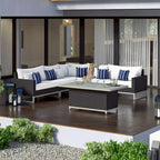 Milo Espresso 6 Piece Sunbrella Outdoor Patio Fire Sectional