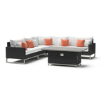 Milo Espresso 6 Piece Sunbrella Outdoor Patio Fire Sectional