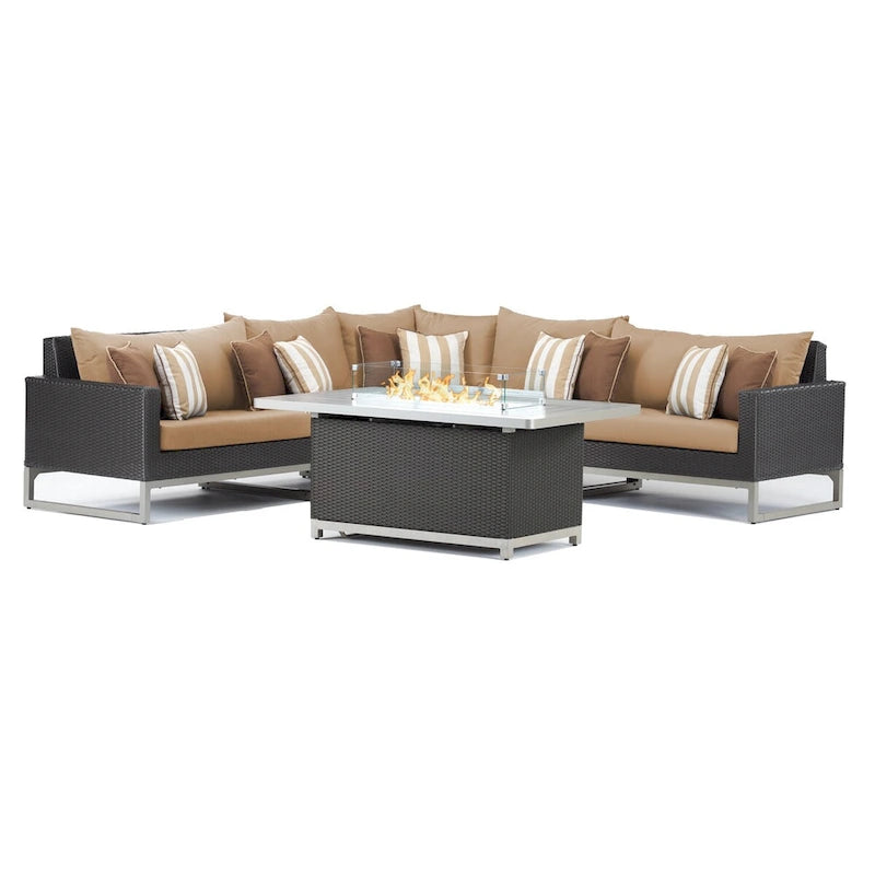Milo Espresso 6 Piece Sunbrella Outdoor Patio Fire Sectional