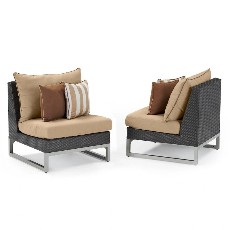 Milo Espresso 6 Piece Sunbrella Outdoor Patio Fire Sectional