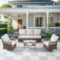 4-Piece Wicker Chairs Sofa Patio Set - Brown