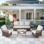 4-Piece Wicker Chairs Sofa Patio Set - Brown