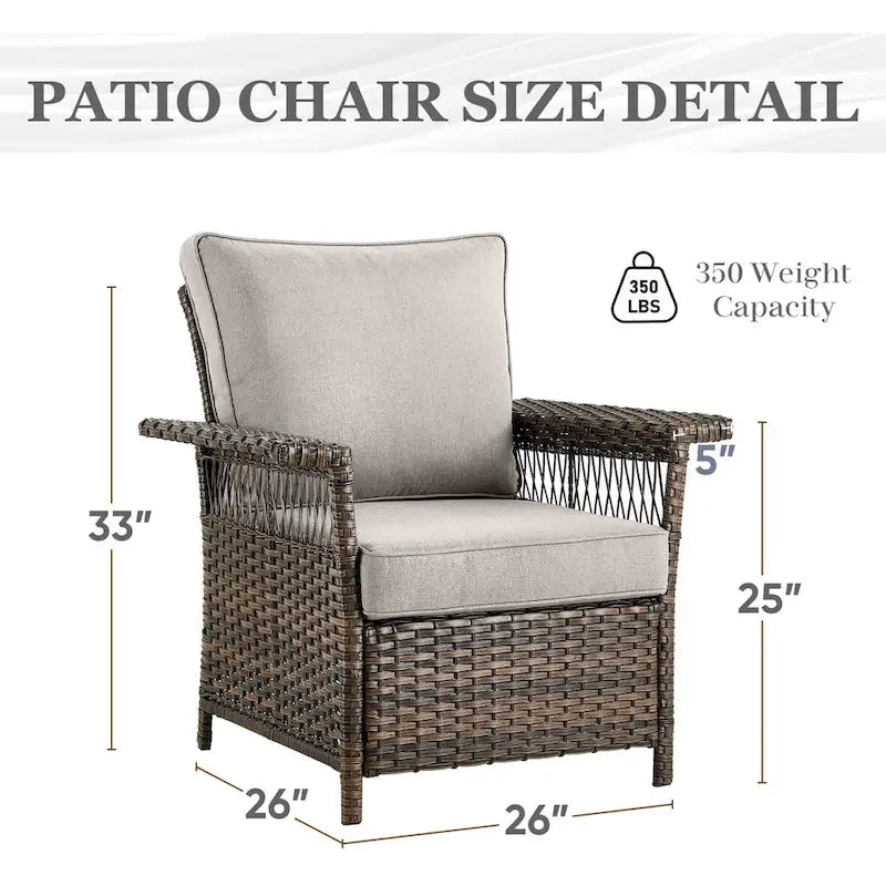 4-Piece Wicker Chairs Sofa Patio Set - Brown