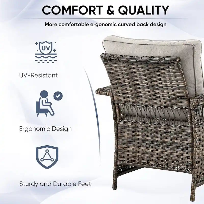 4-Piece Wicker Chairs Sofa Patio Set - Brown