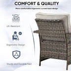 4-Piece Wicker Chairs Sofa Patio Set - Brown
