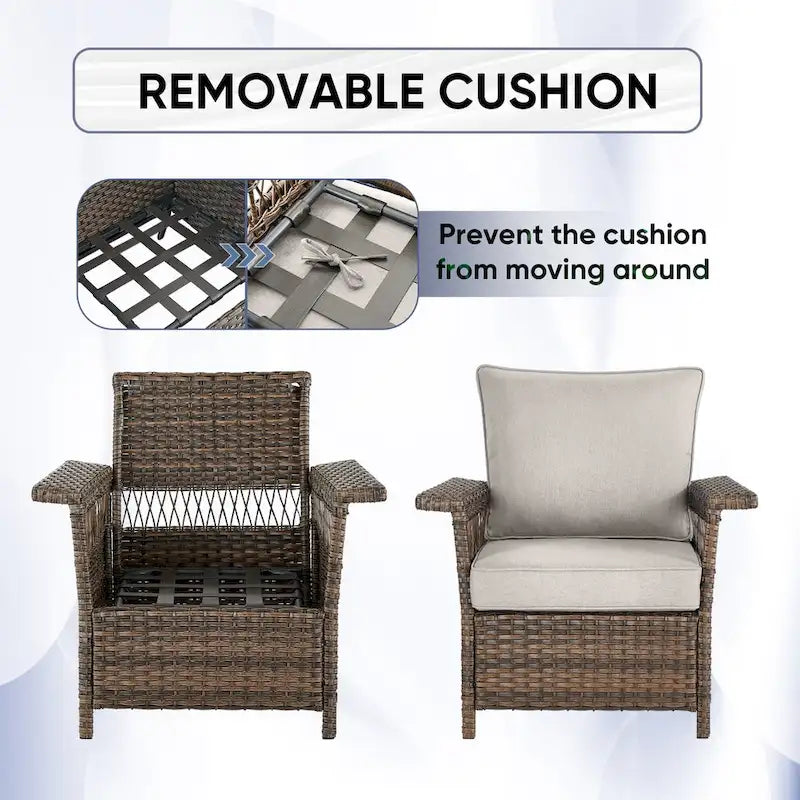 4-Piece Wicker Chairs Sofa Patio Set - Brown