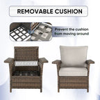 4-Piece Wicker Chairs Sofa Patio Set - Brown