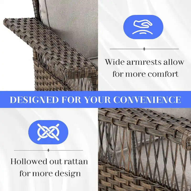 4-Piece Wicker Chairs Sofa Patio Set - Brown