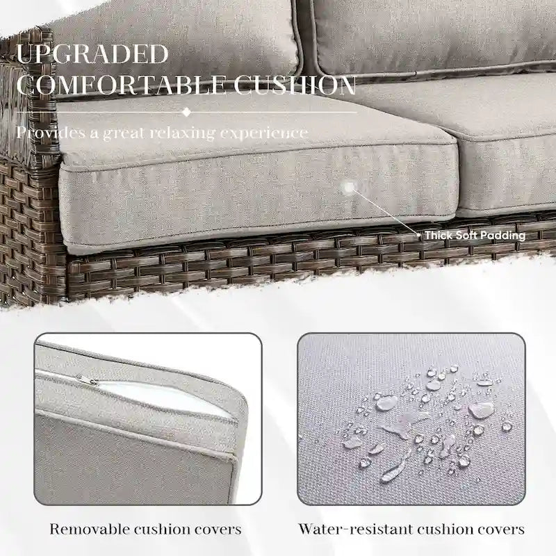 4-Piece Wicker Chairs Sofa Patio Set - Brown