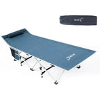 Camping Cots, Folding Cot, with Pillow, Carry Bag & Storage Pocket, Heavy Duty Holds Up to 500 Lbs, Outdoor&Indoor - 74 x 26.5