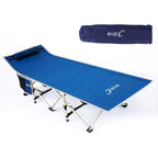 Camping Cots, Folding Cot, with Pillow, Carry Bag & Storage Pocket, Heavy Duty Holds Up to 500 Lbs, Outdoor&Indoor - 74 x 26.5