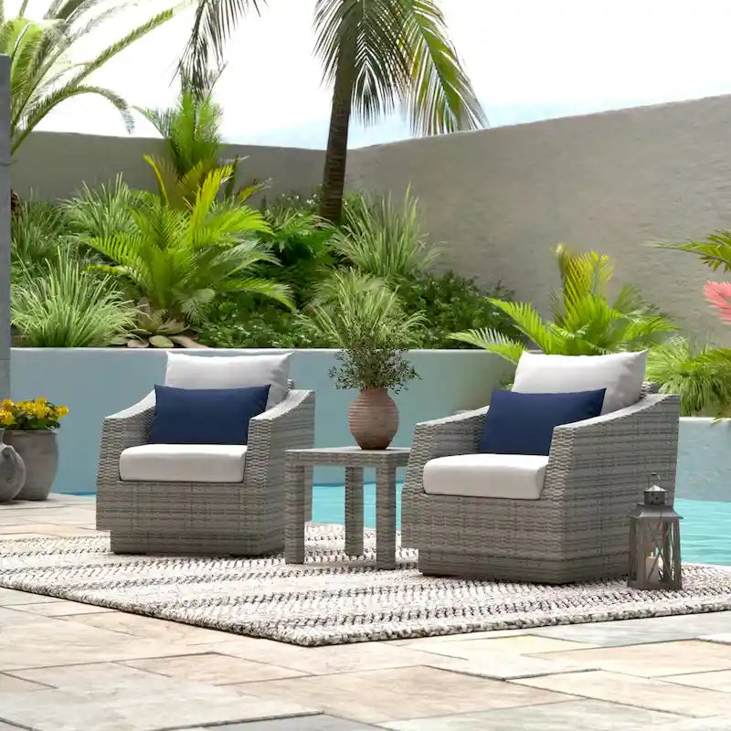 Cannes 3 Piece Aluminum Outdoor Patio Club Chairs & Side Table