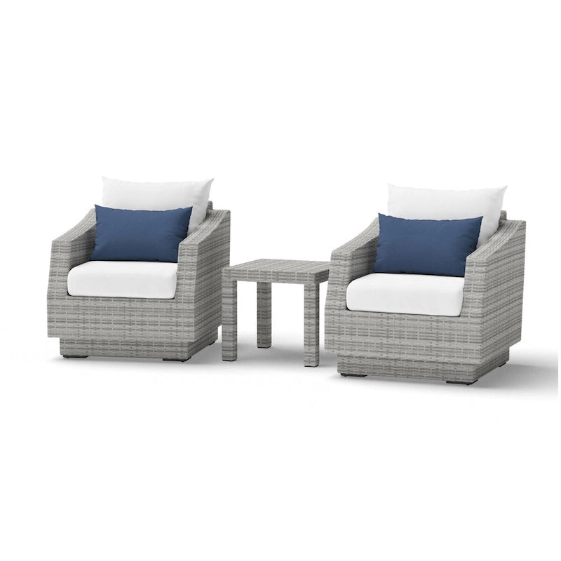 Cannes 3 Piece Aluminum Outdoor Patio Club Chairs & Side Table