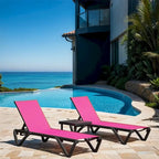 Outdoor Adjustable Backrest Lounge Chair with Side Table (Set of 3) - N/A