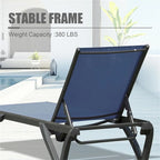 Outdoor Adjustable Backrest Lounge Chair with Side Table (Set of 3) - N/A
