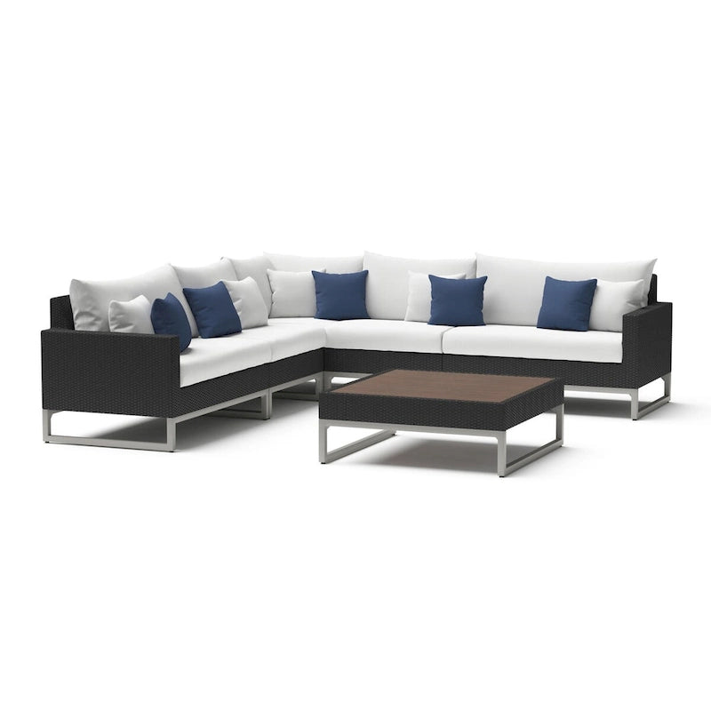 Milo Espresso 6 Piece Sunbrella Outdoor Patio Sectional with Table