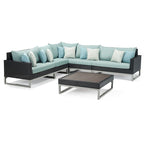 Milo Espresso 6 Piece Sunbrella Outdoor Patio Sectional with Table