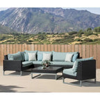 Milo Espresso 6 Piece Sunbrella Outdoor Patio Sectional with Table