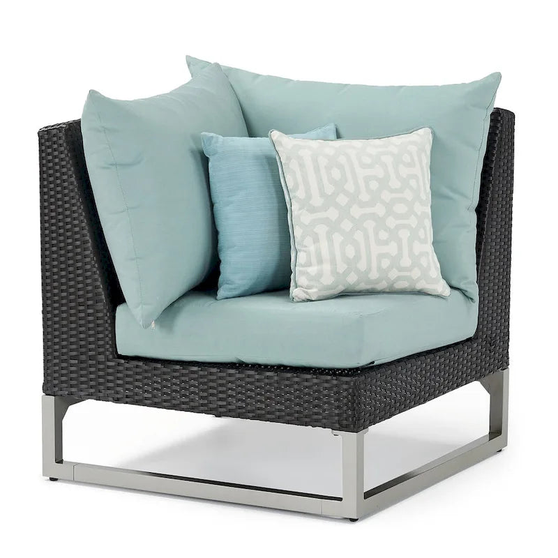 Milo Espresso 6 Piece Sunbrella Outdoor Patio Sectional with Table