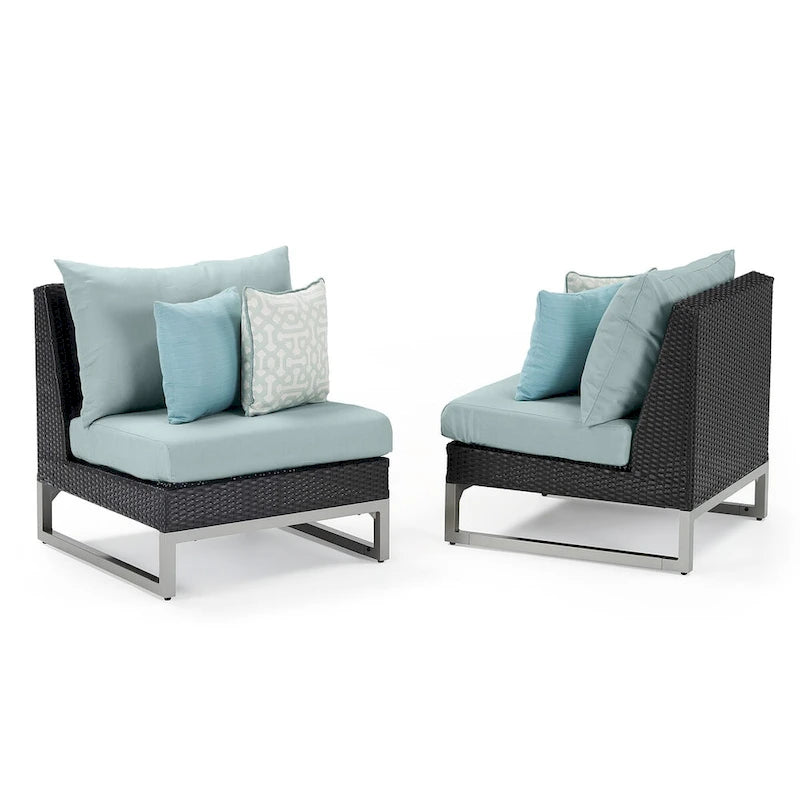 Milo Espresso 6 Piece Sunbrella Outdoor Patio Sectional with Table