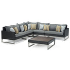 Milo Espresso 6 Piece Sunbrella Outdoor Patio Sectional with Table