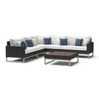Milo Espresso 6 Piece Sunbrella Outdoor Patio Sectional with Table