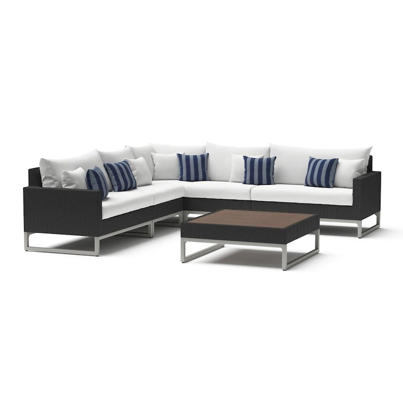 Milo Espresso 6 Piece Sunbrella Outdoor Patio Sectional with Table