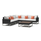 Milo Espresso 6 Piece Sunbrella Outdoor Patio Sectional with Table