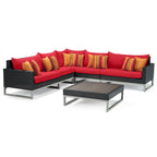 Milo Espresso 6 Piece Sunbrella Outdoor Patio Sectional with Table