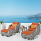Cannes 5 Piece Aluminum Outdoor Patio Club Chair & Ottoman Set.