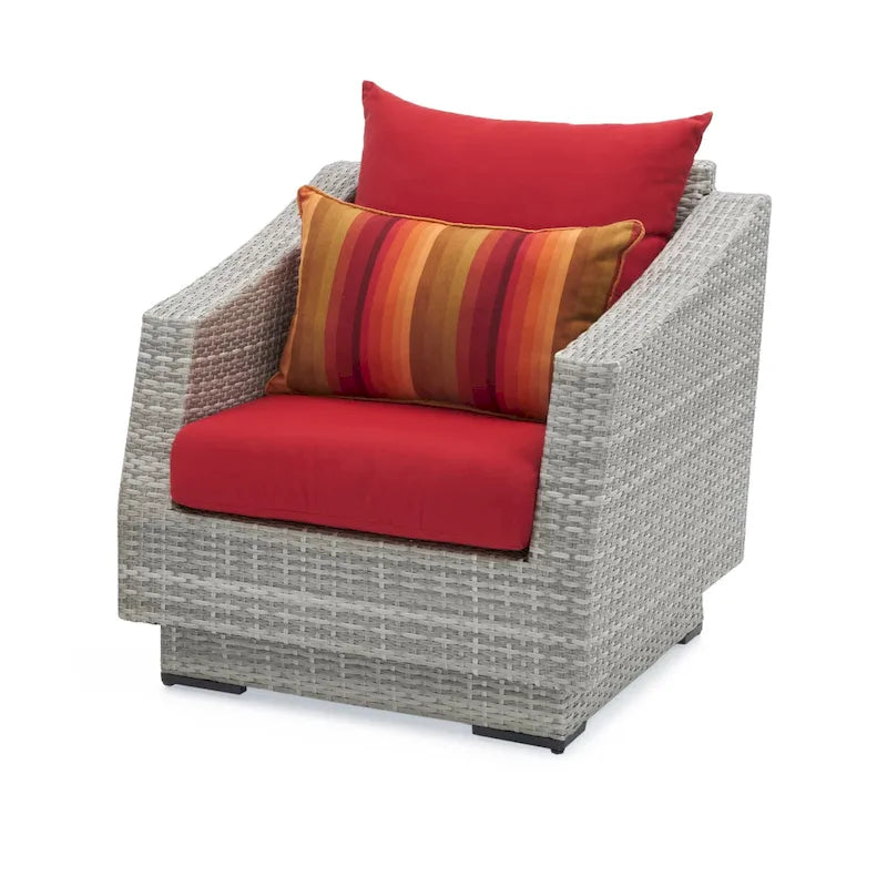 Cannes 5 Piece Aluminum Outdoor Patio Club Chair & Ottoman Set.