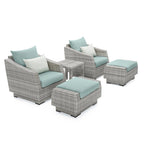 Cannes 5 Piece Aluminum Outdoor Patio Club Chair & Ottoman Set.