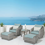 Cannes 5 Piece Aluminum Outdoor Patio Club Chair & Ottoman Set.