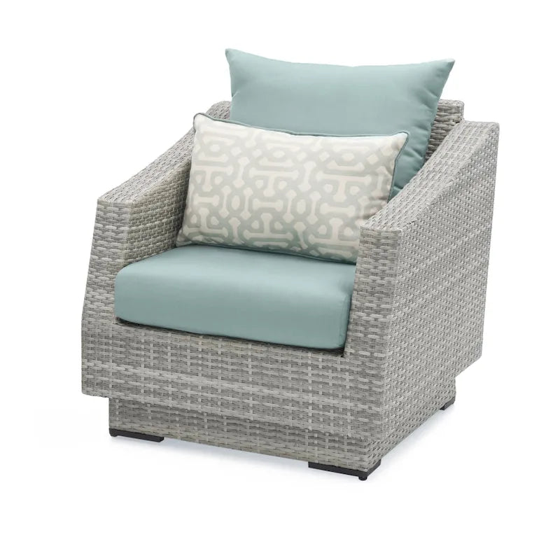 Cannes 5 Piece Aluminum Outdoor Patio Club Chair & Ottoman Set.