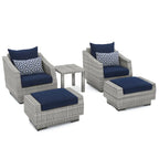 Cannes 5 Piece Aluminum Outdoor Patio Club Chair & Ottoman Set.