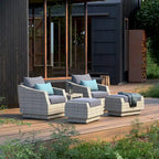 Cannes 5 Piece Aluminum Outdoor Patio Club Chair & Ottoman Set.