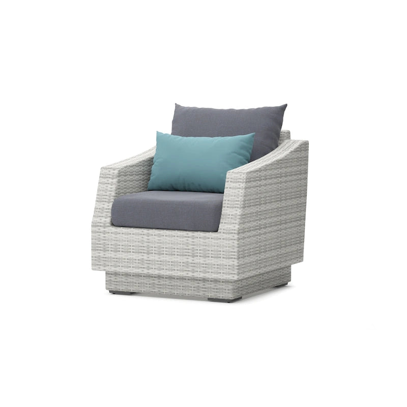 Cannes 5 Piece Aluminum Outdoor Patio Club Chair & Ottoman Set.