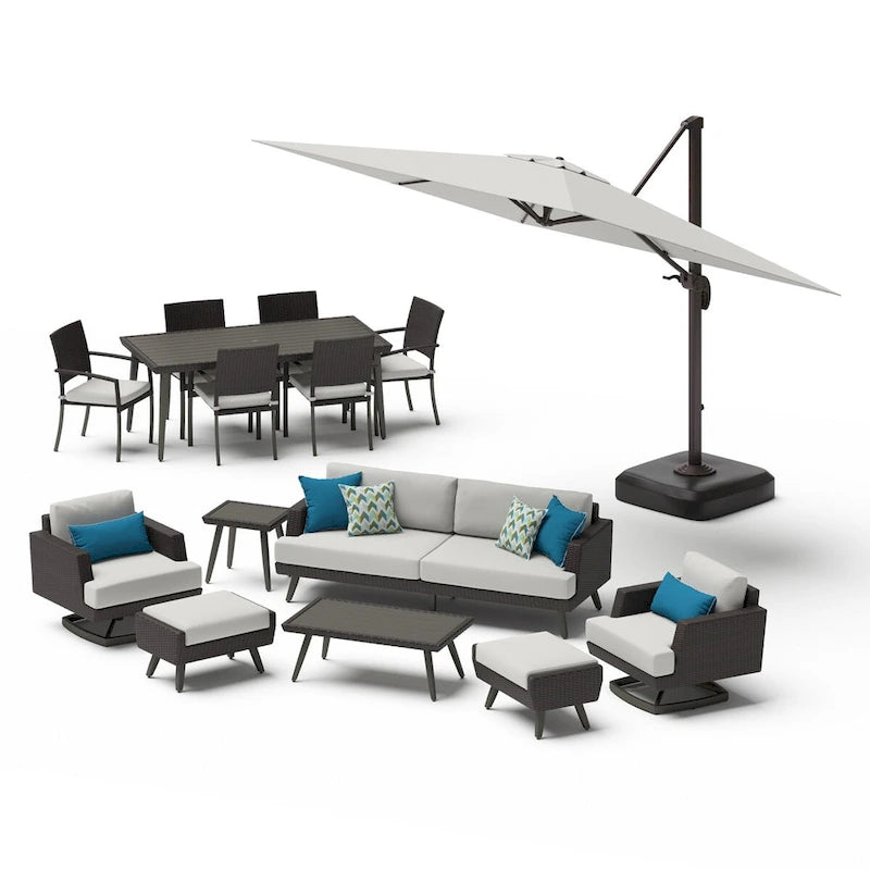 Portofino Casual 15 Piece Sunbrella Outdoor Patio Motion Estate Set