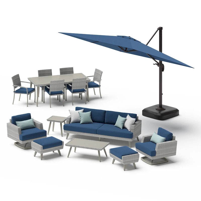 Portofino Casual 15 Piece Sunbrella Outdoor Patio Motion Estate Set