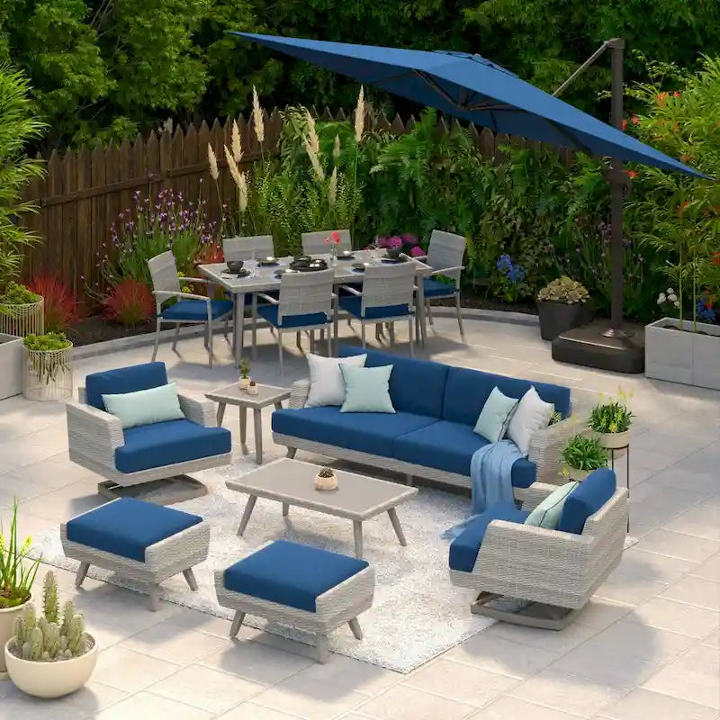 Portofino Casual 15 Piece Sunbrella Outdoor Patio Motion Estate Set